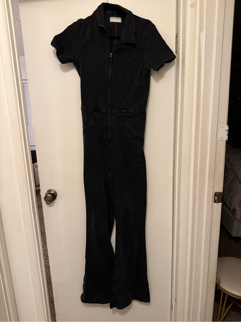 We The Free Jayce Denim Flare Jumpsuit - Size M - Picture 5 of 7